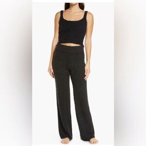 SKIMS Black Fuzzy Cozy Set — Pants + Crop Tank Small/Medium